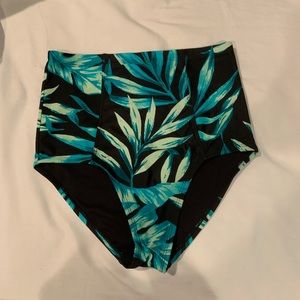 Leaf Print High Waisted Bikini Bottoms